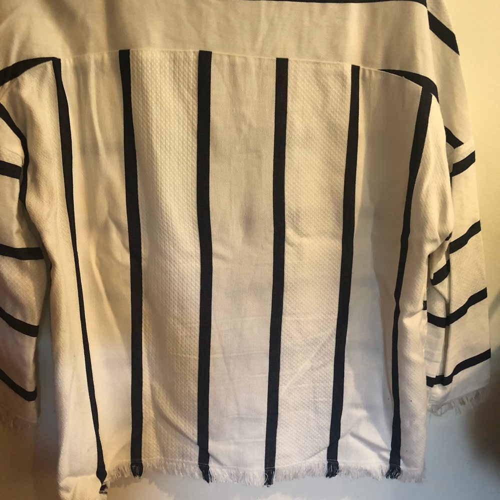 Zara Striped Long Sleeve Top Frayed - Picture 6 of 6